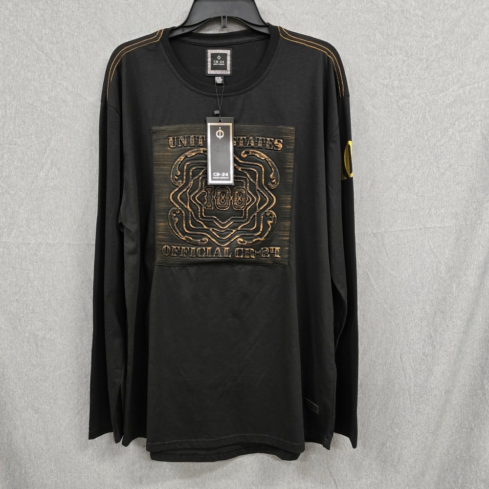 CR-24 Bordo Cromato Mens XXL Black Long Sleeve Graphic Tee Gold MT19630BLK-C NEW